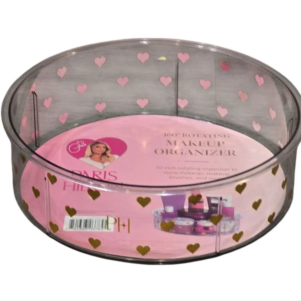 Paris Hilton Gold Heart Acrylic 360° Rotating Makeup Organizer